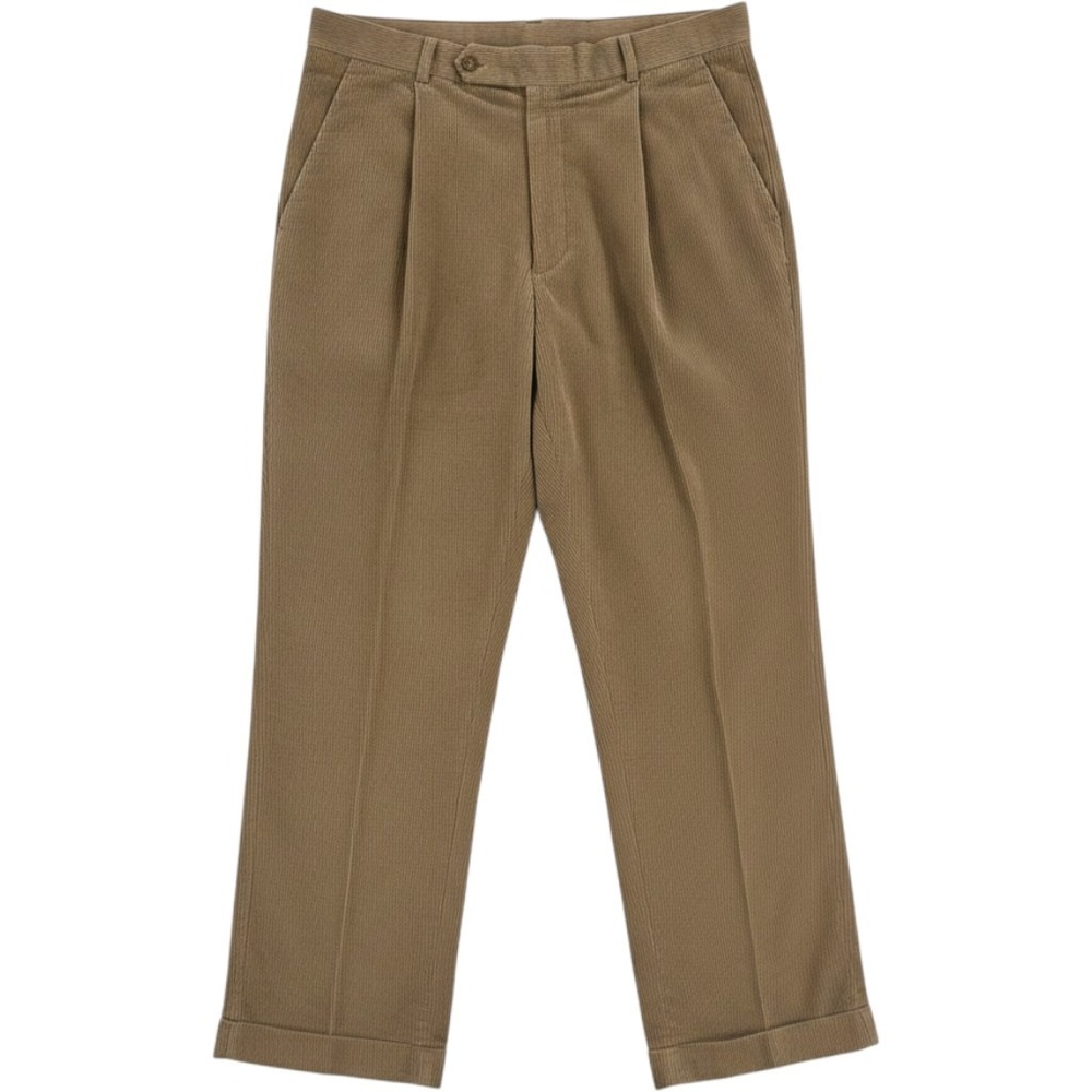 Haspel Corduroy Pants Mens 38x32 Pleated Cuffed Tan Brown 100% Cotton